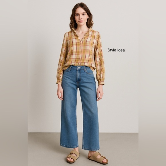 St. John’s Bay Plaid Ruffle-Neck Blouse – Size M – 100% Cotton - Picture 6 of 6